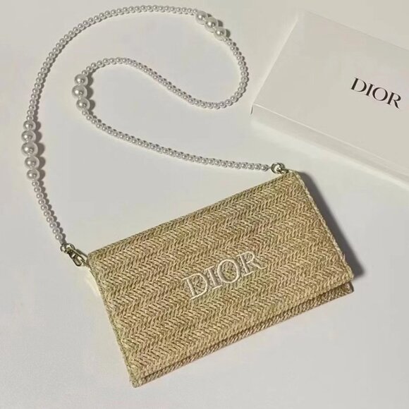 Christian Dior Converted Straw Raffia Woven Pouch Bag Beauty VIP GWP - Picture 1 of 3